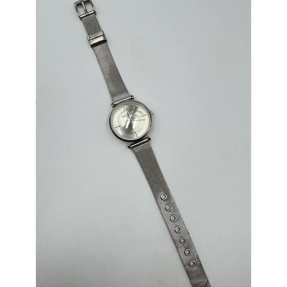 Steve Madden Silver Stainless Steel Mesh Analog Dial Watch SMWS120‎ NEW BATTERY